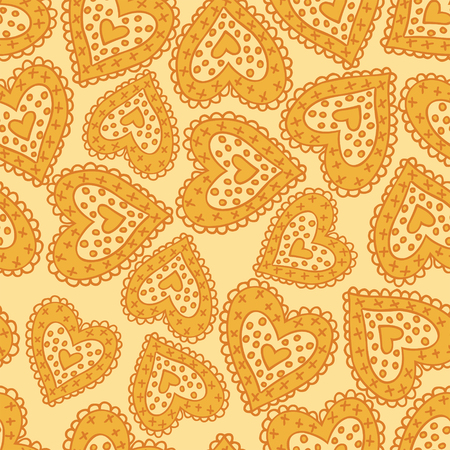 Beautiful seamless yellow pattern with nice hearts.のイラスト素材