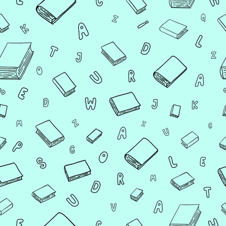 Fun seamless pattern with cartoon books. Can be used for wallpaper, pattern fills, greeting cards, webpage backgrounds, wrapping paper or fabric.のイラスト素材