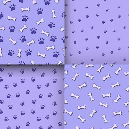 Seamless pattern with paws and bones. Good for textile, fabric, zoo shops advertising, wrapping paperのイラスト素材