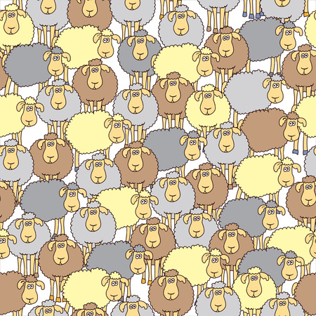 Seamless background with fun colored sheep. Can be used for wallpaper, pattern fills, greeting cards, webpage backgrounds, wrapping paper, scrap booking or fabric.のイラスト素材