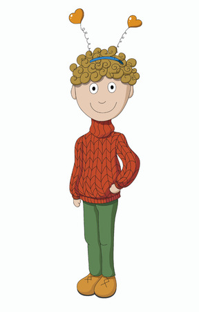 Boy in sweater isolated on white backgroundのイラスト素材