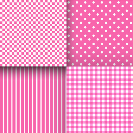 Set of cute simple pink and white patterns. Can be used for wallpaper, pattern fills, webpage backgrounds, wrapping paper or fabric.のイラスト素材