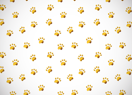 Horizontal card. Seamless pattern with gold paw isolated on white background. Good for textile, fabric, zoo shops advertising, wrapping paperのイラスト素材