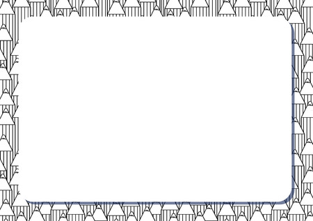 Blank white frame on background with set of cute cartoon pencils. Album horizontal orintation. Vector illustration.のイラスト素材