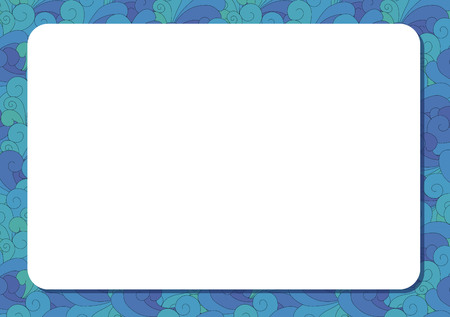 Blank white space on background with cartoon waves. Horizontal album orientation.  Vector.のイラスト素材