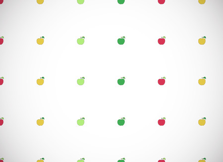 Horizontal card. Pattern with cartoon colorful apples. Vector illustration.のイラスト素材