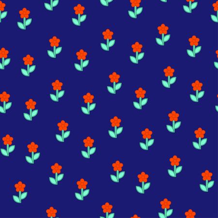 Seamless ditsy spring pattern with cute flowers tulips Vectorのイラスト素材