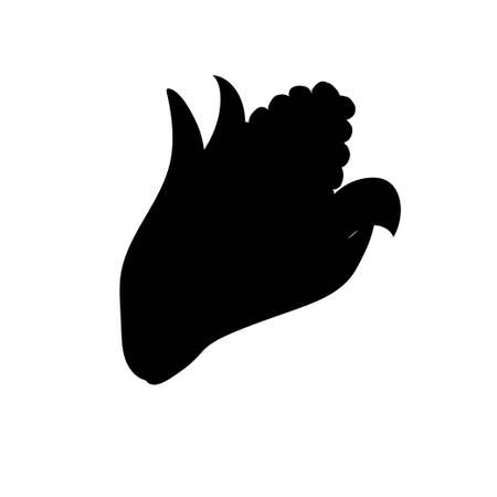 Cartoon corn isolated on white background. Vector illustration. Black silhouetteのイラスト素材