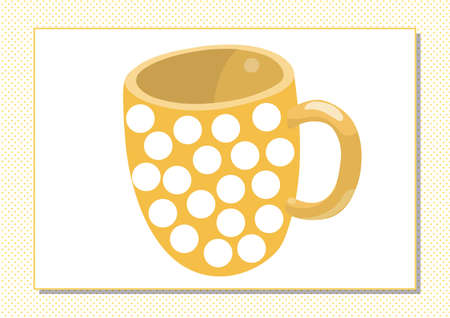 Educational children game, vector illustration. Match by color. Printable worksheet. Finger painting, coloring. Yellow cup.のイラスト素材