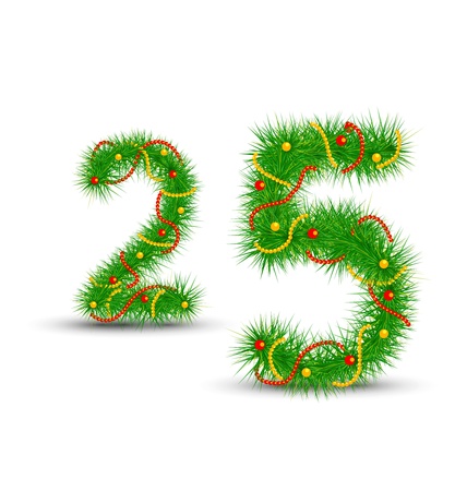Vector Christmas numbers 2,5 the green spruce garlands and necklacesのイラスト素材
