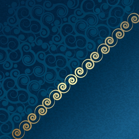 vintage blue and gold background with patternsのイラスト素材