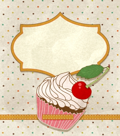vintage greeting card with a birthday cakeのイラスト素材