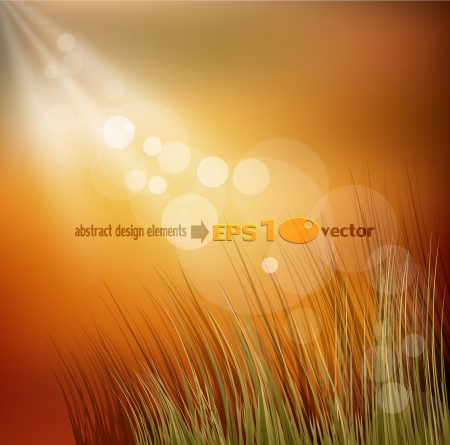 idyllic autumn  background with grassのイラスト素材