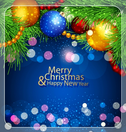 vector christmas background with Christmas balls and treeのイラスト素材