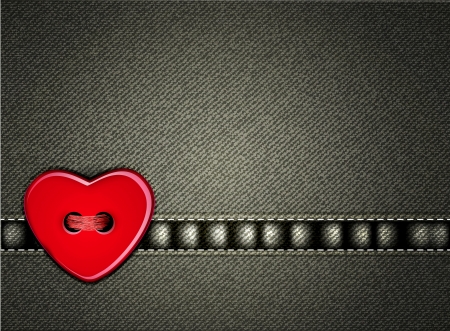 Vector jeans background Valentine's Day with a heart of the buttonのイラスト素材