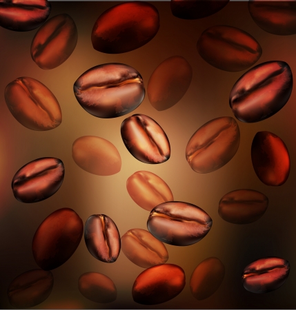 vector background with coffee beans falling downのイラスト素材