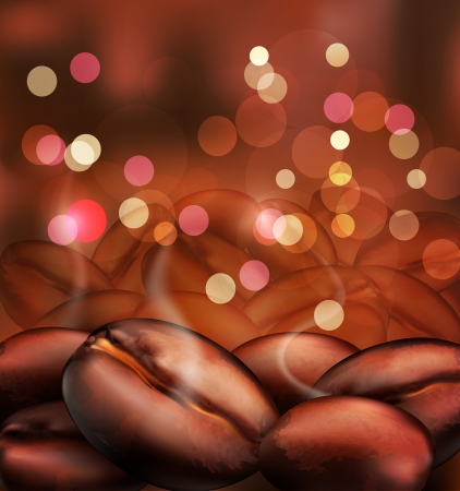 Vector romantic background with coffee beans close-upのイラスト素材