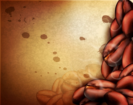 vector vintage background with coffee beansのイラスト素材