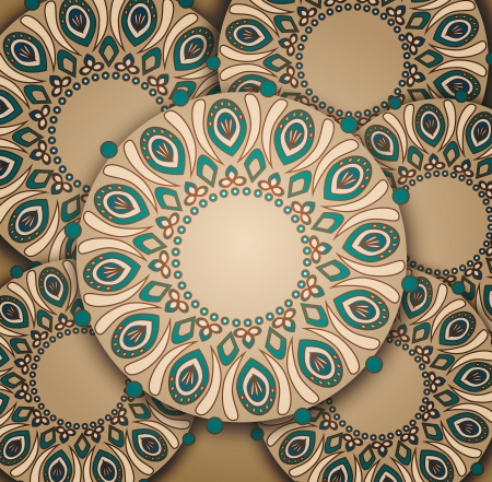 Vector Vintage background with oriental ornaments のイラスト素材