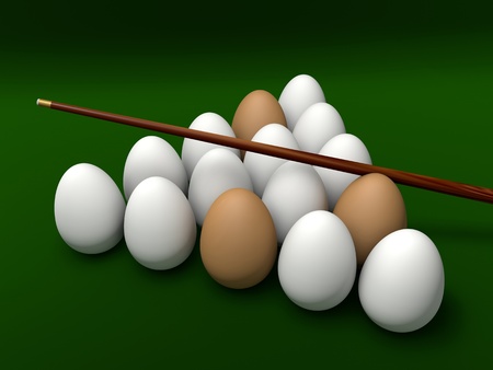Eggs on the table for billiards triangle constructed for the first attackの写真素材