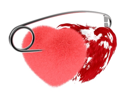 A pair of fluffy hearts, dressed in a pinの写真素材