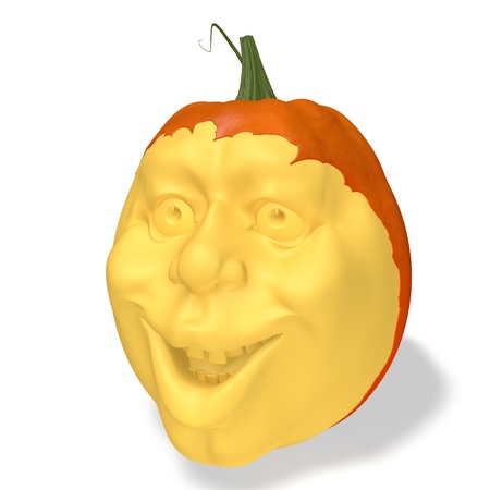 Smiling pumpkin on white backgroundの写真素材