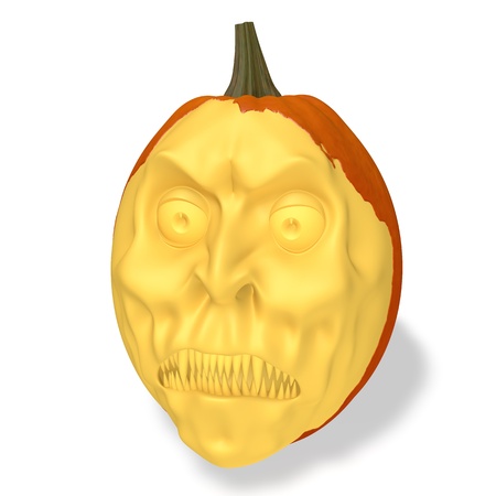 Halloween evil pumpkin on white backgroundの写真素材