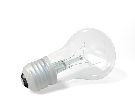 The filament lamp is on a white backgroundの写真素材