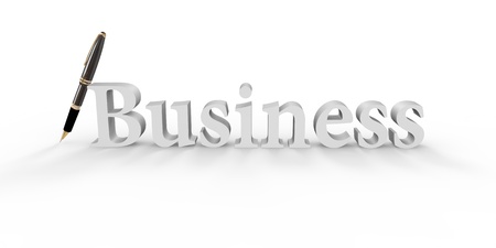 Business written with a fountain pen restingの写真素材