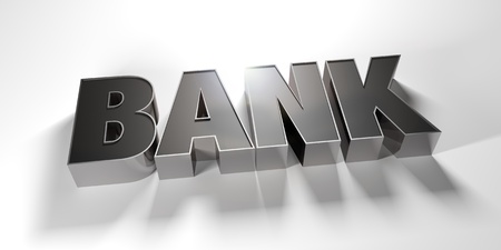 A Bank write made by steel with white backgroundの写真素材