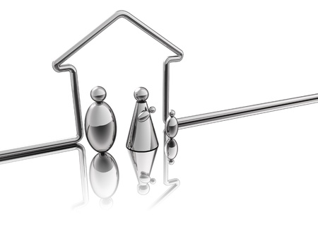 A steel tube designed a house for a family of steelの写真素材