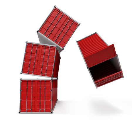 A pile of containers falling downの写真素材