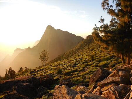 Mountain and sky background.