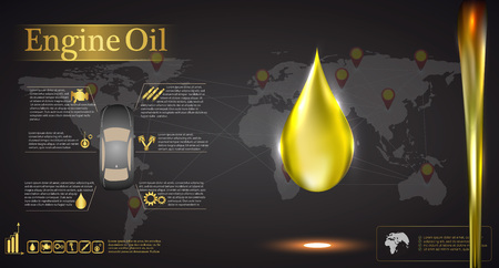 engine oil against the background of the world map, car infographicsのイラスト素材