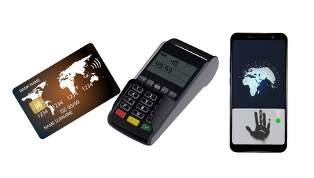 Credit card with mobile phone abstract design for business, payment history, shopping malls, web, print.のイラスト素材