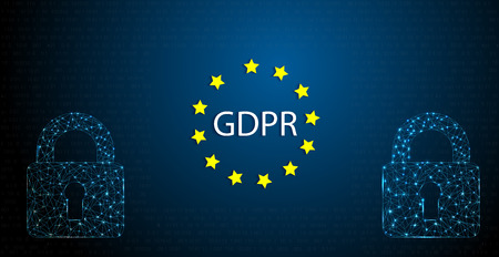 GDPR concept illustration. General Data Protection Regulation abbreviation. Law about personal data protection. Composition from letters GDPR and icons.のイラスト素材