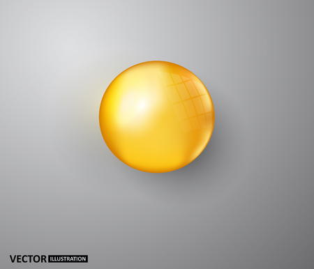 Oil gold bubble isolated on transparent background. Cosmetic pill capsule of vitamin E, A or argan oil.のイラスト素材