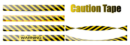 Vector set of seamless tapes. For restriction and dangerous zones. Yellow and black.のイラスト素材