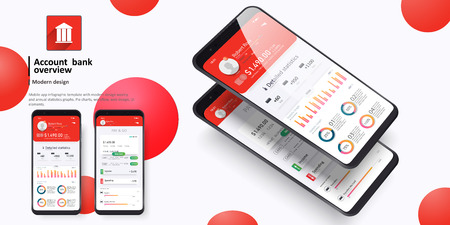 Design of the mobile app UI, UX. A set of GUI screens for mobile banking.Online statistics and dataのイラスト素材