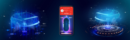 HUD UI. Abstract virtual graphic touch user interface. Car service in the style of HUDのイラスト素材