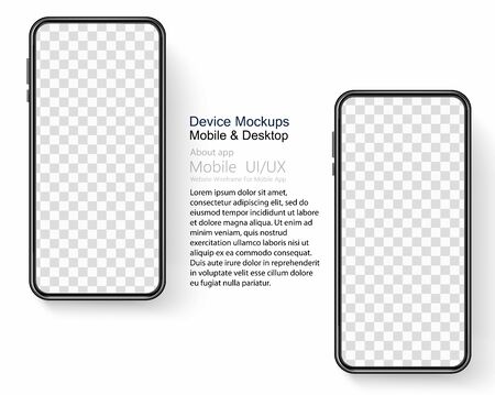 White smartphone with realistic drop shadow mock up isolated on white backgroundのイラスト素材