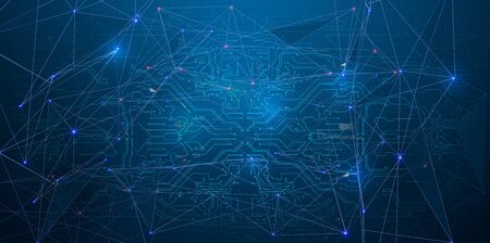 Circuit board futuristic server code processing. Abstract tech design background. Abstract...