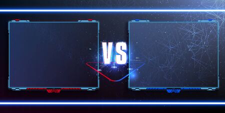 VS,Versus futuristic design. Battle headline template. Futuristic abstract technology background. HUD, UI, GUI Menu User Interface. Sci-fi concept design.Dark Versus Battle. MMA concept Fight nightのイラスト素材