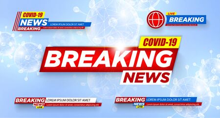 Breaking News. COVID-19. 2019-ncov. Coronavirus. Banner. Urgent. Breaking news plate. Plate Isolated vector Breaking news backgroundのイラスト素材
