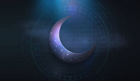 Lantern fan us the Muslim holiday of the Holy month of Ramadan Karim on a new, trendy technological background. Ramadan mubarak beautiful greeting card.Abstract 3D.のイラスト素材