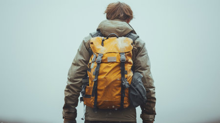 Walking man with bag over white backgroundの素材