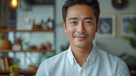 The Asian man is searching on a digital tablet on an isolated studio background for a finance app, investment or insurance budget. The happy or businessman is on technology for stock market growth orの素材