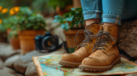 Tourist outfit, travel plan, trip vacation, tourism mockupの素材