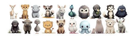 Adorable Collection of Illustrated Baby Animals in Soft Tones: Perfect for Children s Books and Educationalの素材