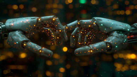 Robotics, Machine learning, communication between robots and humans, Data exchange, deep learning, science and artificial intelligence technology, innovation of the future.の素材